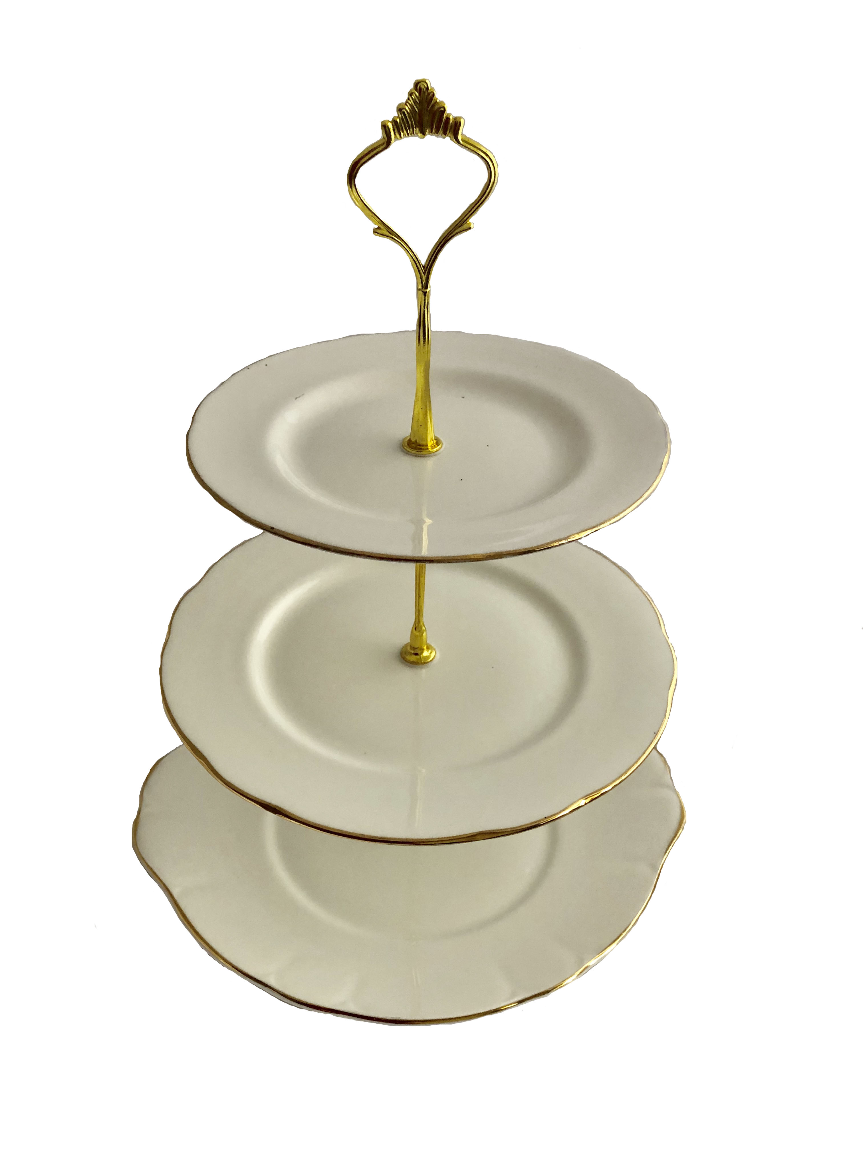 category_D1340 - Cake Stand 3 Tier - Gold Rim