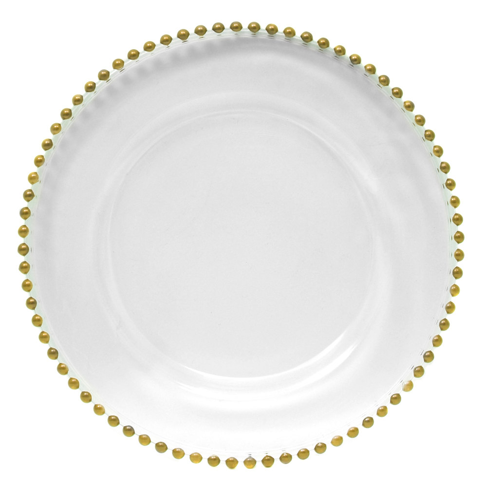 category_SA9009G - Gold Glass Beaded Charger Plate